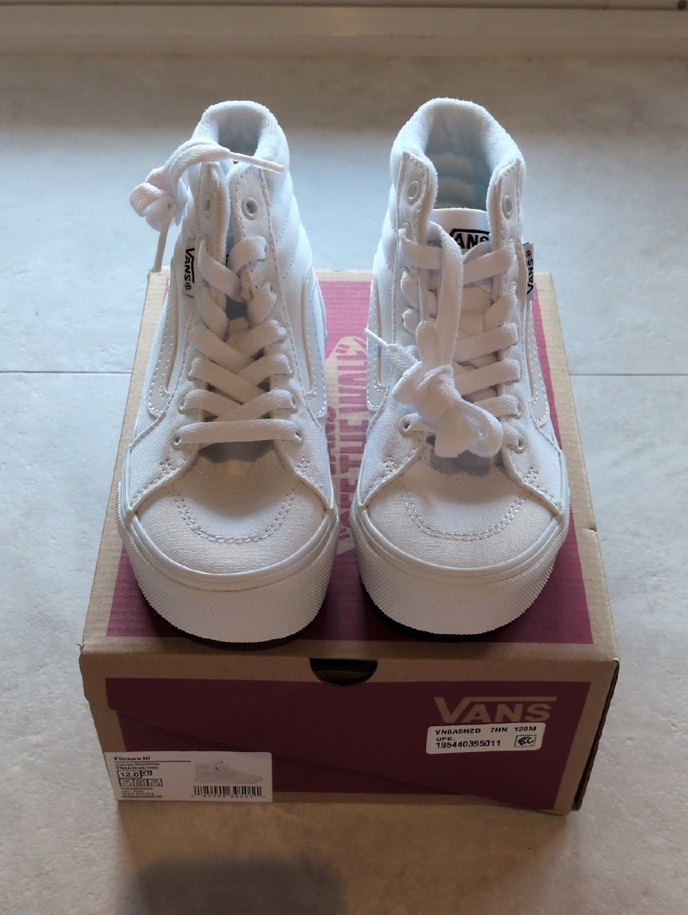 Vans Kids White High-Top Canvas Sneakers
